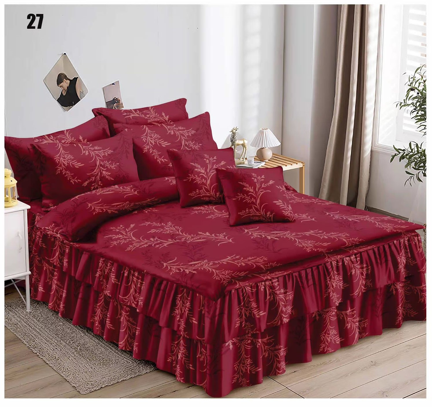 Lenjerie cu volanase 6 piese classic red